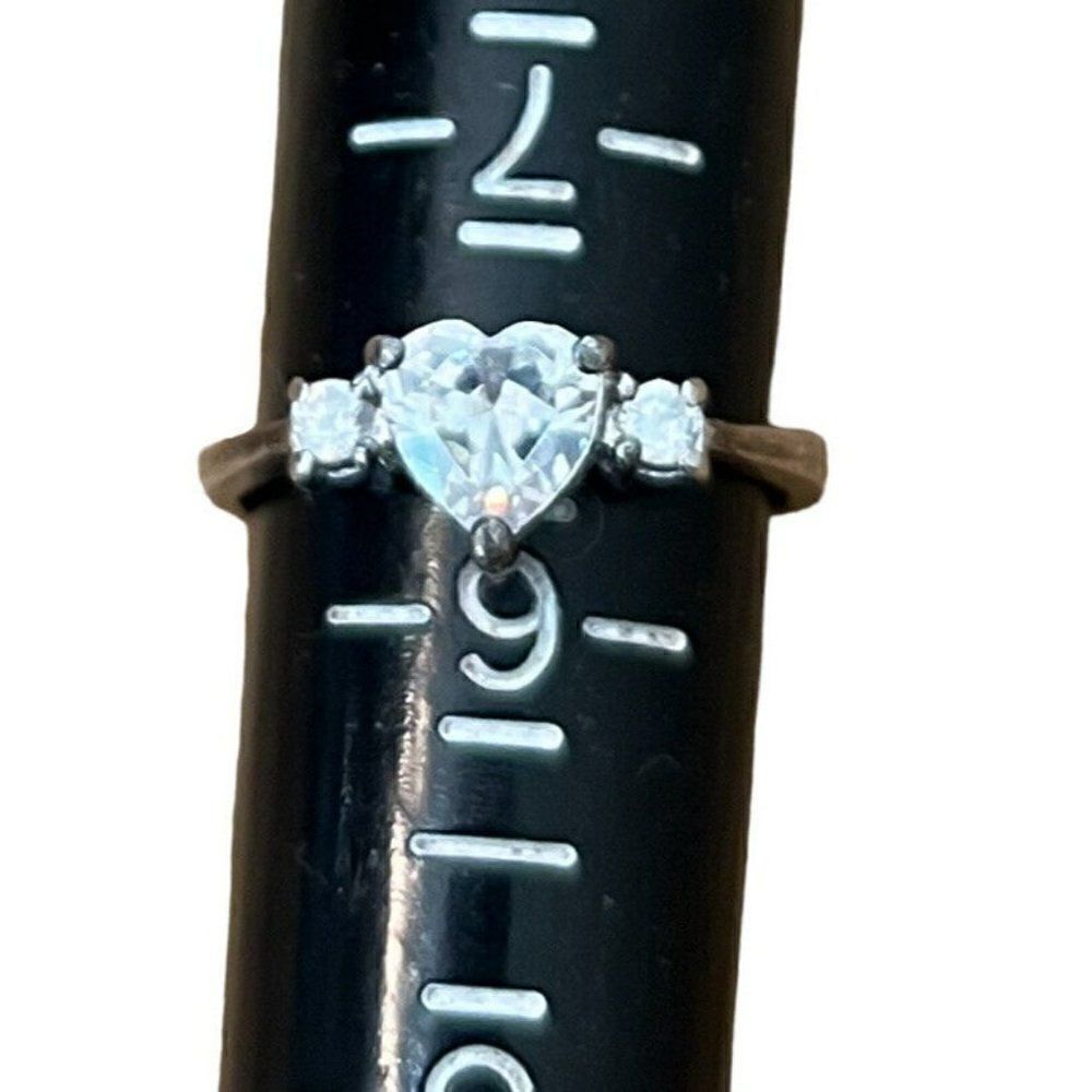 Ladies Size 6.5 Sterling Silver Band CZ Heart Ring Cubic Zirconia